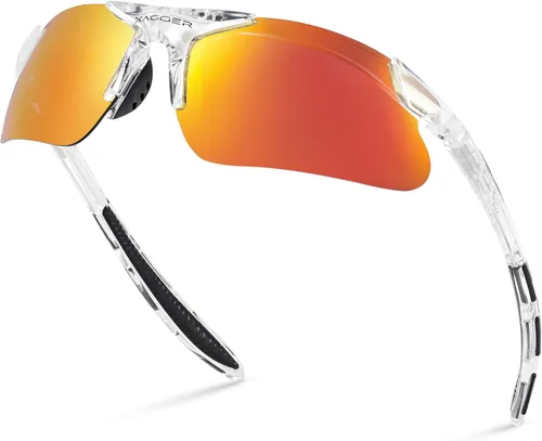 Miniatura 16 de Gafas de sol deportivas polarizadas para niños y niñas, gafas de béisbol y sóftbol, montura TR90 Negro Espejo azul hielo