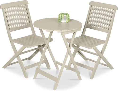 Miniatura 15 de Best Choice Products Juego de 3 piezas de madera de acacia, muebles de patio plegables para patio trasero, balcón, terraza con 2 sillas, mesa