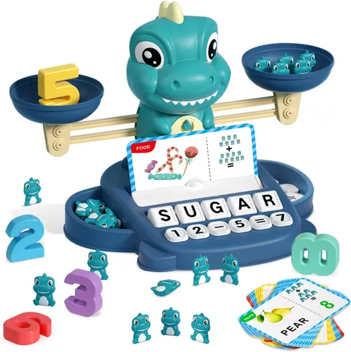 HOPEEYE Dinosaurio Jardín de Infantes Preescolar Actividades de Aprendizaje Matemáticas Conteo Coincidencia de Letras Juguetes - Juguetes Educativos
