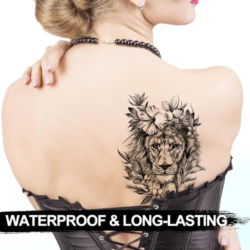 Miniatura 2 de Kotbs 6 hojas de tatuajes temporales realistas de animales realistas para hombres y mujeres, calcomanías de tatuaje impermeables para adolescentes