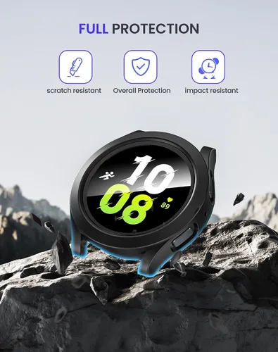 Miniatura 4 de Goton - Funda impermeable para Samsung Galaxy Watch 5 y 4 y FE, protector de pantalla de 40 mm con vidrio templado, 1 paquete de funda dura de PC