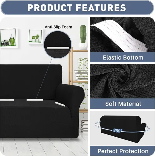 Miniatura 3 de JIVINER - Fundas de sofá de alta elasticidad para sofá de 3 cojines, funda de sofá extra grande de 1 pieza con parte inferior elástica
