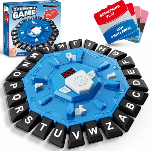 Resflycheng Juego de palabras, juego de mesa familiar con temporizador de pantalla digital y 2 categorías de modos, divertido juego rápido de 24 Azul