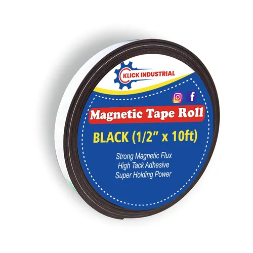 Cinta magnética de 1/2 pulgadas x 10 pies, 60 mil de grosor con autoadhesivo, color negro, perfecta para proyectos de bricolaje, manualidades,