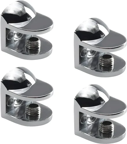Miniatura 5 de Soporte de estante de vidrio ajustable de aleación de zinc A9 Soporte de clip de abrazadera de gabinete de puerta para 0.197-0.315 in de grosor