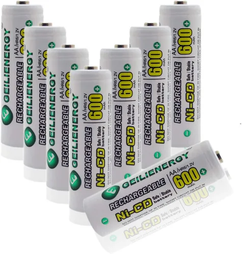 Miniatura 9 de AA tamaño NiCd AA 600mAh 1.2V batería recargable para lámpara solar luz solar (paquete de 12)