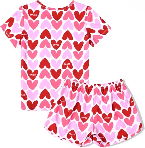 Miniatura 2 de QPANCY Pijamas de verano para niñas, conjuntos de pijamas de manga corta para dormir de verano