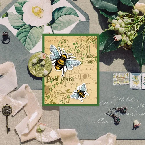 Miniatura 5 de GLOBLELAND Sellos transparentes de abeja para decoración de álbumes de recortes, diseño de abeja Happy Greetings, sello de silicona transparente