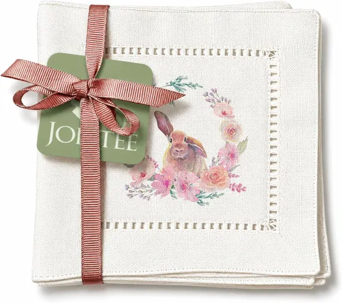 Miniatura 20 de Jolitee Servilletas decorativas de cóctel con punto vainica, 6 x 6 pulgadas, lavables, similares al lino, hechas a mano para el entretenimiento