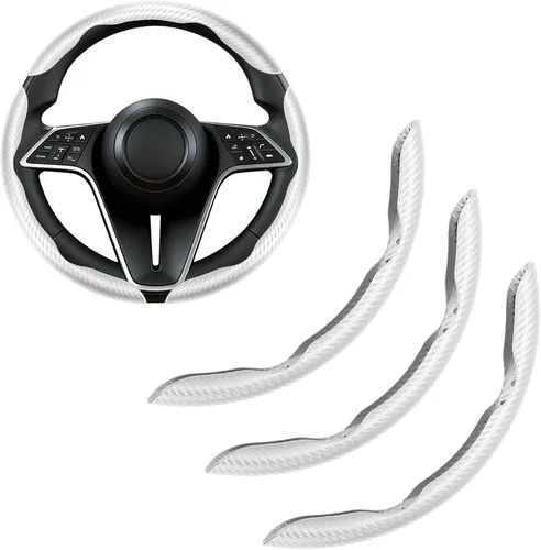 Miniatura 11 de Funda para volante de fibra de carbono, juego de 2 piezas antideslizante con agarre cómodo, diseño de mariposa segmentada, fácil instalación a