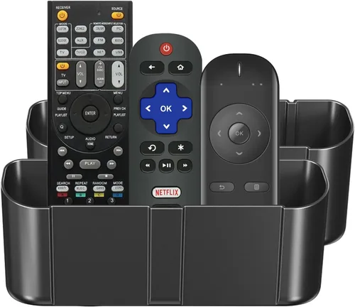 Miniatura 7 de suptek Soporte para control remoto de pared, soporte remoto de TV sin agujeros para 3 o 4 mandos a distancia, negro, cantidad 1, S4B