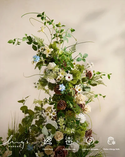 Miniatura 5 de Ling's moment Flores artificiales, margaritas de seda falsas, rosas de espuma de Gardenia falsas para bricolaje, ramos de boda, centros de mesa