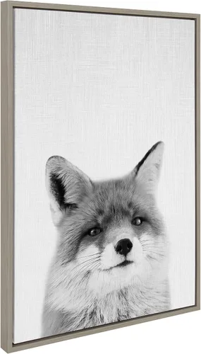Miniatura 5 de Kate and Laurel Lienzo enmarcado de Sylvie Fox por Simon Te of Tai Prints; 23 x 33 pulgadas, gris; impresión decorativa de animales para pared