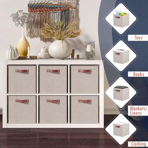 Miniatura 3 de Ornavo Home Cubos de Almacenamiento de 11 x 11 Pulgadas, Contenedores de Almacenamiento de Tela Plegables y Colapsables, Caja Organizadora de Cubo
