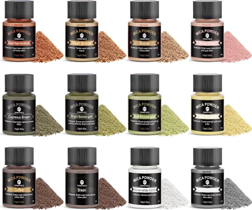 Miniatura 31 de CHANGTIKEJI Polvo de Mica ，100 Colores - 10g/Botella de Pigmento Natural para Resina Epóxica，Brillo de Labios，Sombra de Ojos,Ambientadores