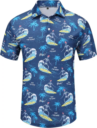 Miniatura 14 de Camisas de golf para hombre, Dry Fit, camisa de golf de manga corta, divertidas camisas polo de golf