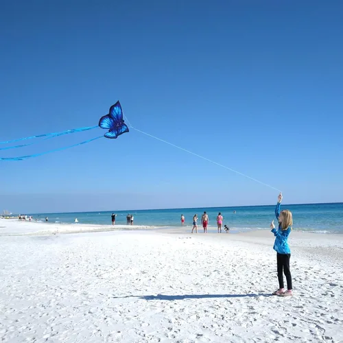 Miniatura 6 de Simxkai Cometas para niños y adultos, cometas de playa, fáciles de volar para niños de 3 a 5 años con cuerda de cometa de 300 pies en cada mango