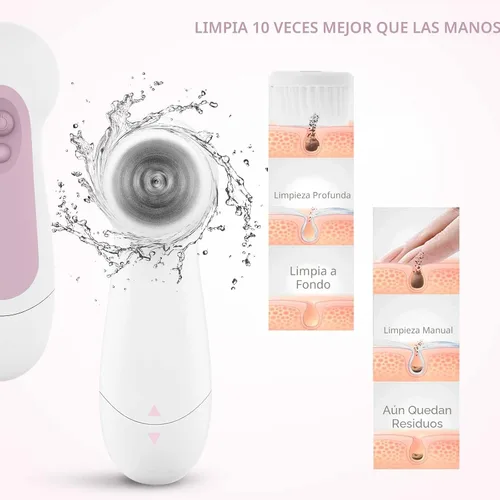 Miniatura 5 de CLSEVXY - Juego de cepillos giratorios de limpieza facial impermeable con 5 cabezales de cepillo exfoliantes, cepillo limpiador eléctrico facial