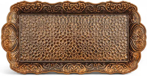 Alisveristime Bandeja pequeña de metal ornamentado para servir – Bandeja decorativa con motivo otomano (14.2 x 7.1 pulgadas, 10.8 onzas) (verde
