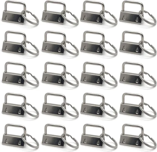 Miniatura 6 de 20pcs 1 Inch Key Fob Hardware with Key Rings Sets,Wristlet Clasp Negro
