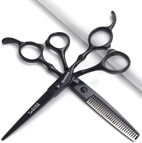 Miniatura 6 de Juego de tijeras de peluquería de 6/7 pulgadas para peluquería, tijeras para el cabello, herramientas de peinado (5.5 tijeras planas)