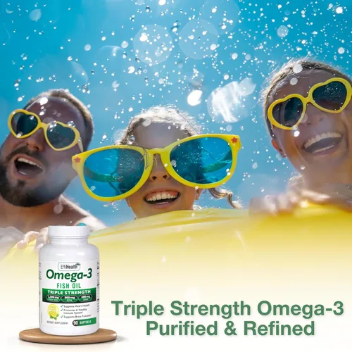 Miniatura 3 de EffiHealth - Aceite de pescado Omega-3 - Aceite de pescado de triple fuerza de 2500 mg, 1200 mg de EPA, 600 mg de DHA - Apoya la salud del corazón