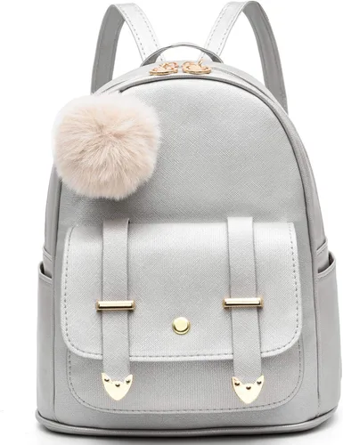 Miniatura 12 de I IHAYNER Mochila de moda para niñas, mini mochila para mujeres, adolescentes y niñas, monederos de piel sintética con pompón, bolsa de hombro