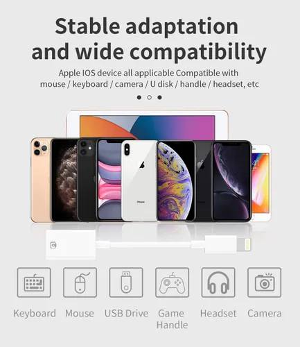 Miniatura 7 de Adaptador Lightning macho a USB hembra, cable OTG de sincronización de datos compatible con iPhone 13 11 12pro Max Mini XR X XS 8 7 SE Plus