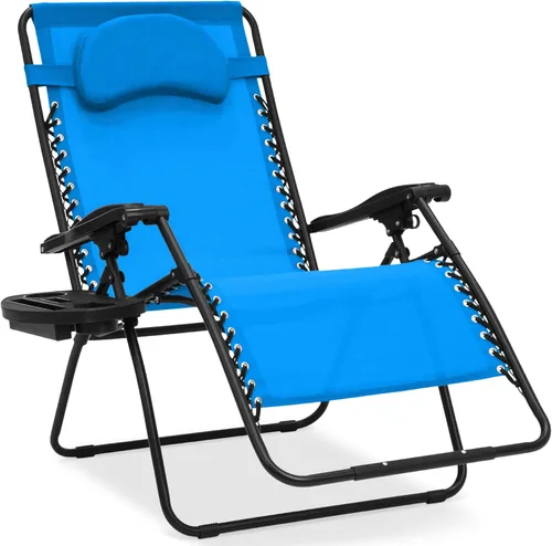 Miniatura 23 de Best Choice Products Silla de gravedad cero de gran tamaño, plegable para patio al aire libre, reclinable, con soporte para tazas, bandeja de Verde