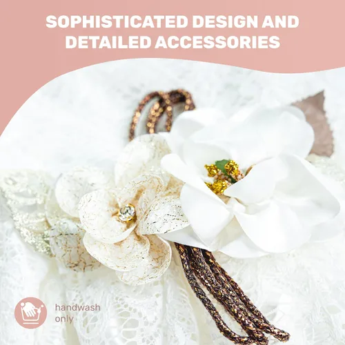 Miniatura 5 de Vestido de niña recién nacida, bautizo, vestido blanco bordado de encaje para bebé 0-3, vestido de niña de flores recién nacidas