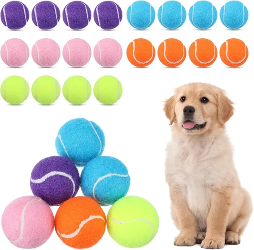 DIVINA VITAE 20 pelotas de tenis pequeñas para perros, 2 pulgadas, coloridas mini pelotas de tenis para todos los lanzadores de pelotas de perro de