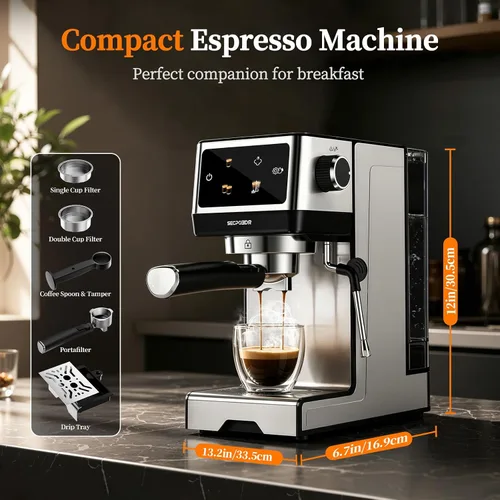 Miniatura 9 de Máquina de espresso de 20 bares con preparación de café caliente y frío rápido, cafeteras de acero inoxidable, máquina de capuchino y latte