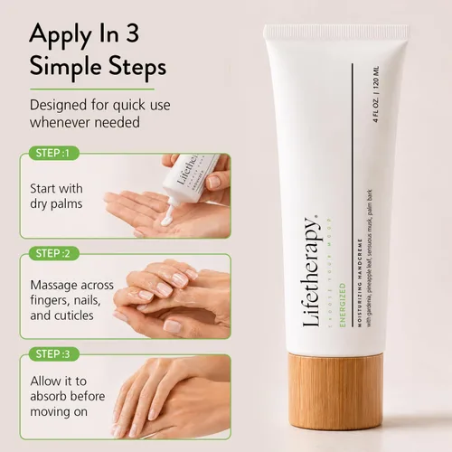 Miniatura 4 de Lifetherapy Crema de manos hidratante Crema de manos y uñas de aceite de oliva de rápida absorción no grasa (energizada)