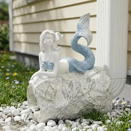 Miniatura 11 de Divertida escultura de gnomo desviador de canalón, desviador extensor de canalón de resina ecológica, extensión de canalón Koi Decor Downspout