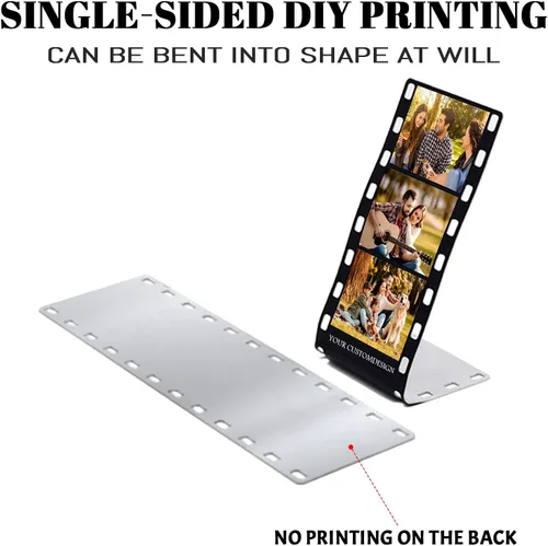 Miniatura 3 de Marco de fotos con tira de película personalizada, nombres y texto, rollo de cámara personalizado retro de aluminio, regalo de imagen con logotipo