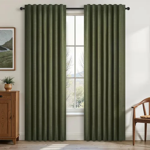 Miniatura 38 de Topfinel Cortinas opacas, blanco beige, 2 paneles, ventanas pequeñas, textura, mezcla de lino, bohemia, abedul, rural, gancho, bolsillo trasero