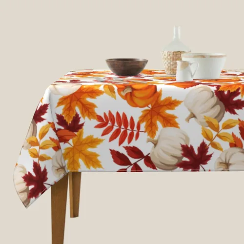 Miniatura 4 de Thanksgiving Tablecloth Square 52x52 Inch Fall Harvest Autumn Pumpkin Fallen Leaves Maple Leaf Print Decorative Table Cloth Holiday Decorations