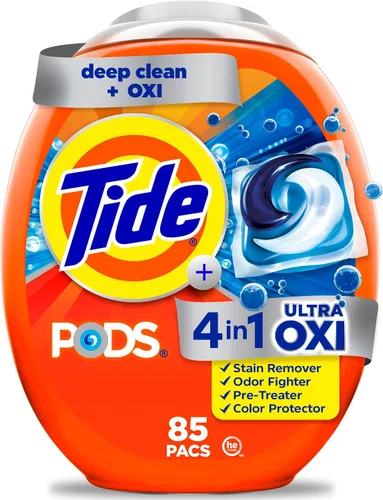 Miniatura 13 de Tide, 4-n-1 Ultra Oxi Pods - Paquete de detergente para ropa, compatible con HE, pretratador integrado para manchas, 32