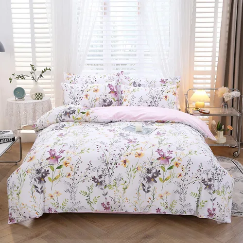 Miniatura 10 de URBONUR Juego de funda de edredón con diseño floral verde, tamaño King, 100% algodón egipcio, juego de ropa de cama con estampado de mariposas Verde