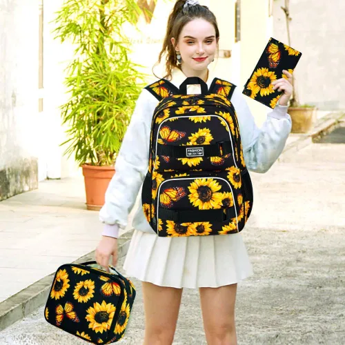 Miniatura 40 de Mochila para laptop, 16 pulgadas, bolsa escolar y bolsa de almuerzo, mochilas resistentes al agua para adolescentes, niñas, mujeres, estudiantes