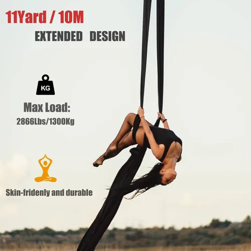 Miniatura 3 de Sedas Aéreas 10 Metros Sedas Aéreas para el Hogar Cintillo de Yoga Aéreo Hamaca de Yoga Aéreo Seda Aérea para Gimnasia Púrpura claro