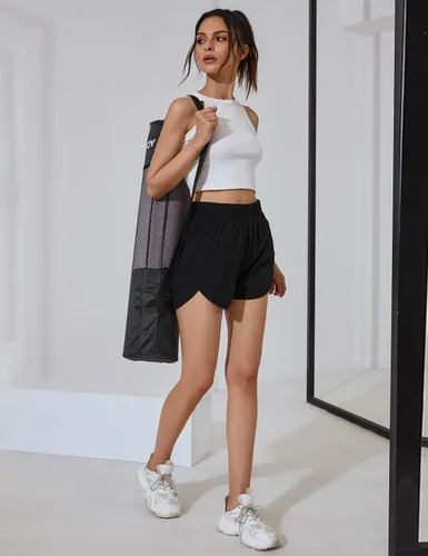 Miniatura 3 de BMJL Pantalones cortos de verano para mujer, atléticos, de cintura alta, con cordón y bolsillos