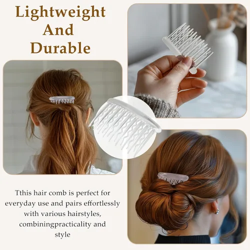 Miniatura 5 de 12 peines laterales de plástico transparente para el cabello, accesorios elegantes y ligeros para peine de dientes