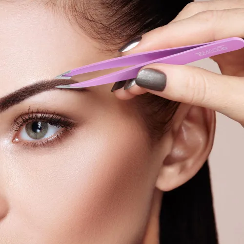 Miniatura 7 de TsMADDTs Pinzas para cabello facial para mujer, juego de pinzas de precisión con estuche de viaje, acero inoxidable con tijera, espejo