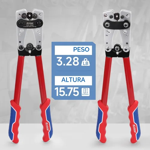 Miniatura 6 de iCrimp - Herramienta de prensado para terminales de cable resistentes, terminales de batería, terminales de cobre AWG 8-1/0