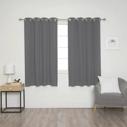 Miniatura 60 de Best Home Fashion Paneles de cortinas opacas con aislamiento térmico de alta calidad para tratamiento de ventanas, para dormitorio, acero inoxidable