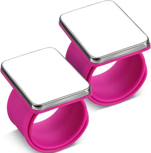 2 piezas de alfiler magnético para costura, soporte magnético para acolchar, pasadores de costura, pinzas para el cabello con bolsa de franela, Rosa