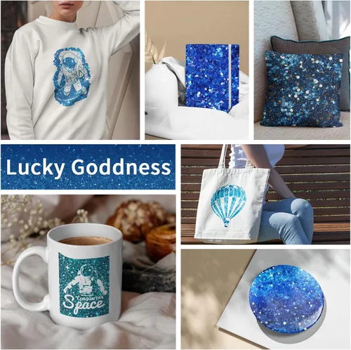 Miniatura 4 de Hojas de transferencia de sublimación para vasos, camisetas en blanco, papel de transferencia de sublimación con purpurina azul para máquina