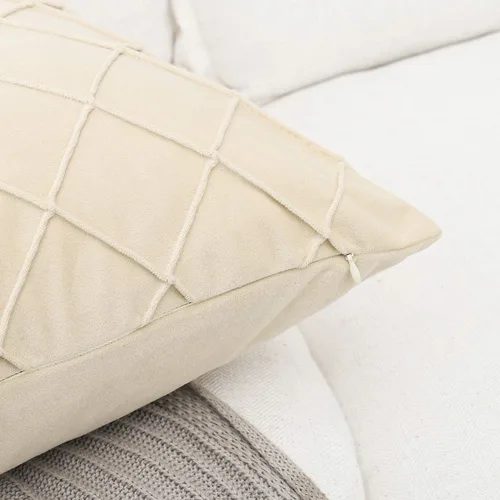 Miniatura 5 de PLWORLD Funda de almohada beige de 20 x 20 pulgadas, funda de cojín cuadrada decorativa plisada y sólida, funda de almohada texturizada