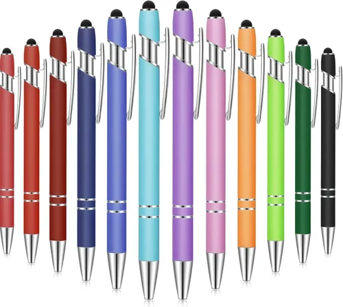 Miniatura 27 de Tenare 12 piezas 2 en 1 bolígrafo de metal con punta de lápiz capacitivo, bolígrafo de 1,0 mm de tinta negra para pantallas táctiles (color surtido)